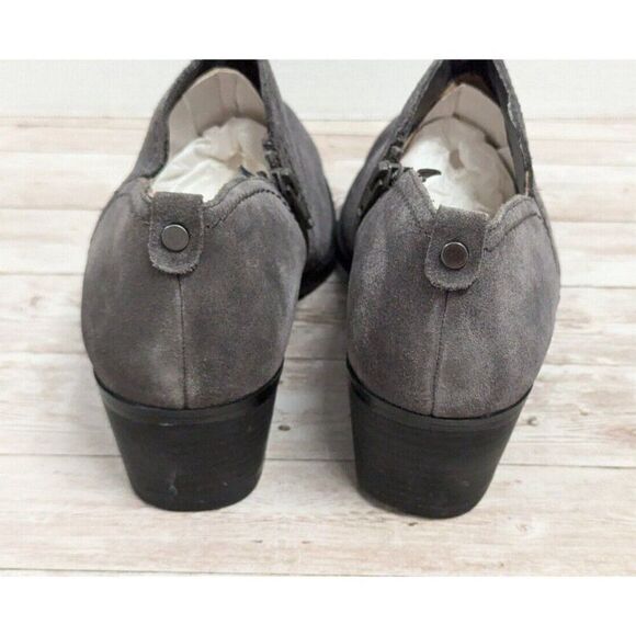 Naturalizer Womens 10 Gray Black Chelsea Boots Suede Zip Block Heel Almond Toe - Picture 6 of 11